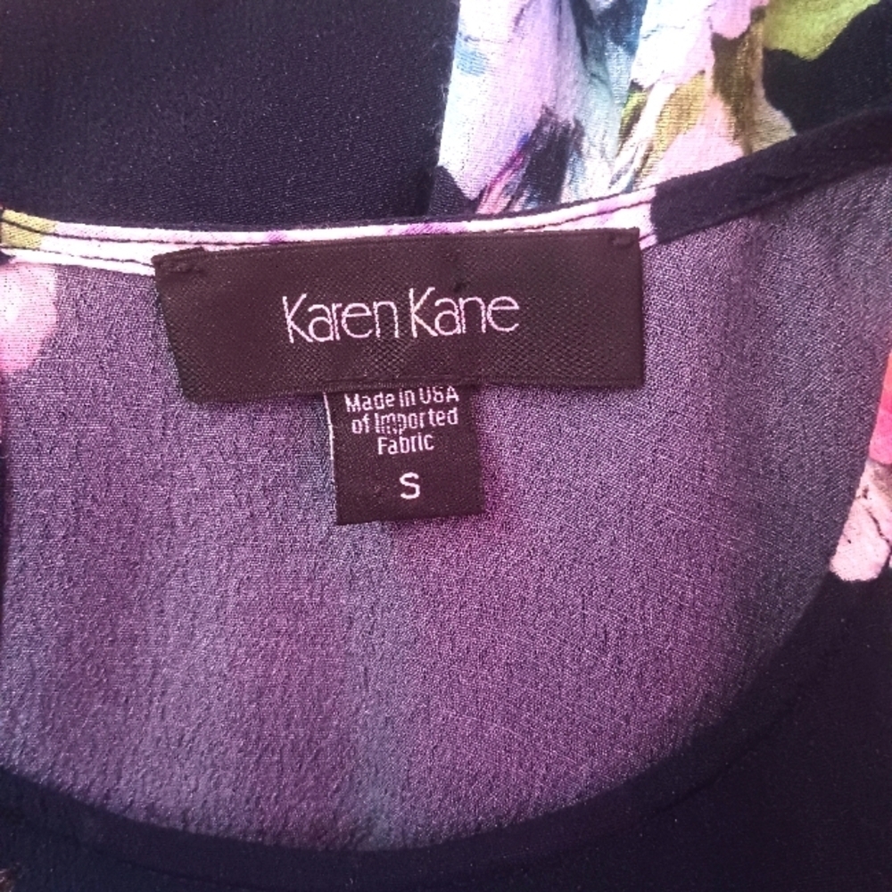 Karen Kane Ladies Multicolor Floral Assymetrical Long Sleeve Blouse (Size Small) - Picture 5 of 6